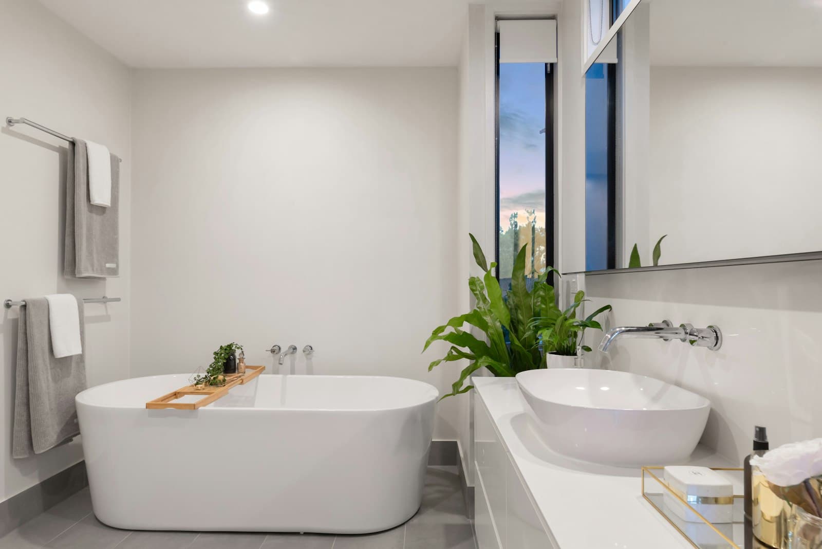 Modern Sydney bathroom — freestanding tub, full-tile finish